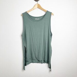 Zyia Active Womens XXXL Sage Green High Side Slit Scoop Neck Tank Top